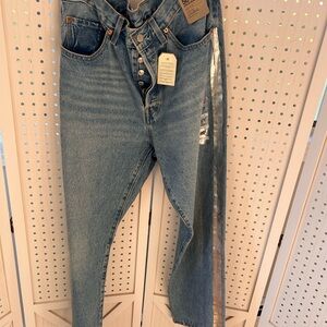 Levi's Classic Blue Straight Leg Jeans with Silver Stripe
